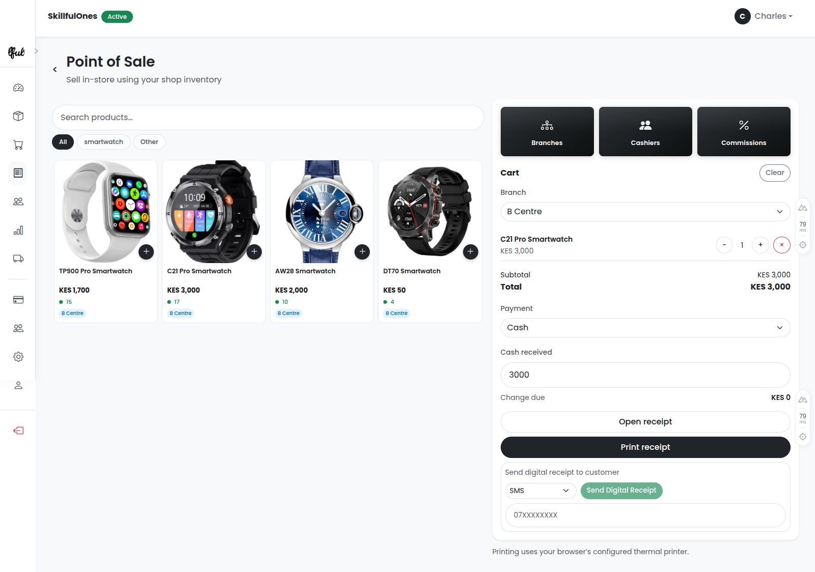 Mobile POS screen in action