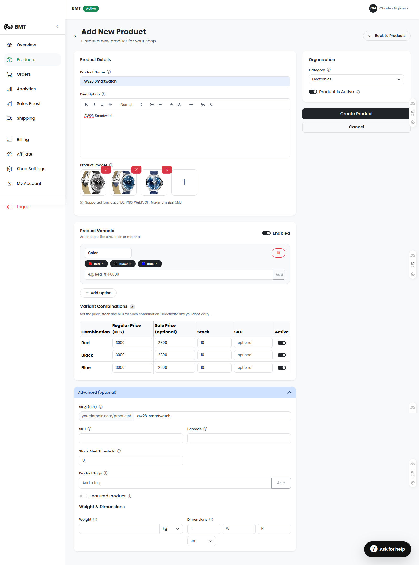 Add Product Form