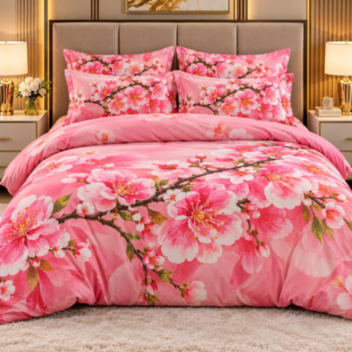 Pink Floral 3-Piece Bedsheet Set
