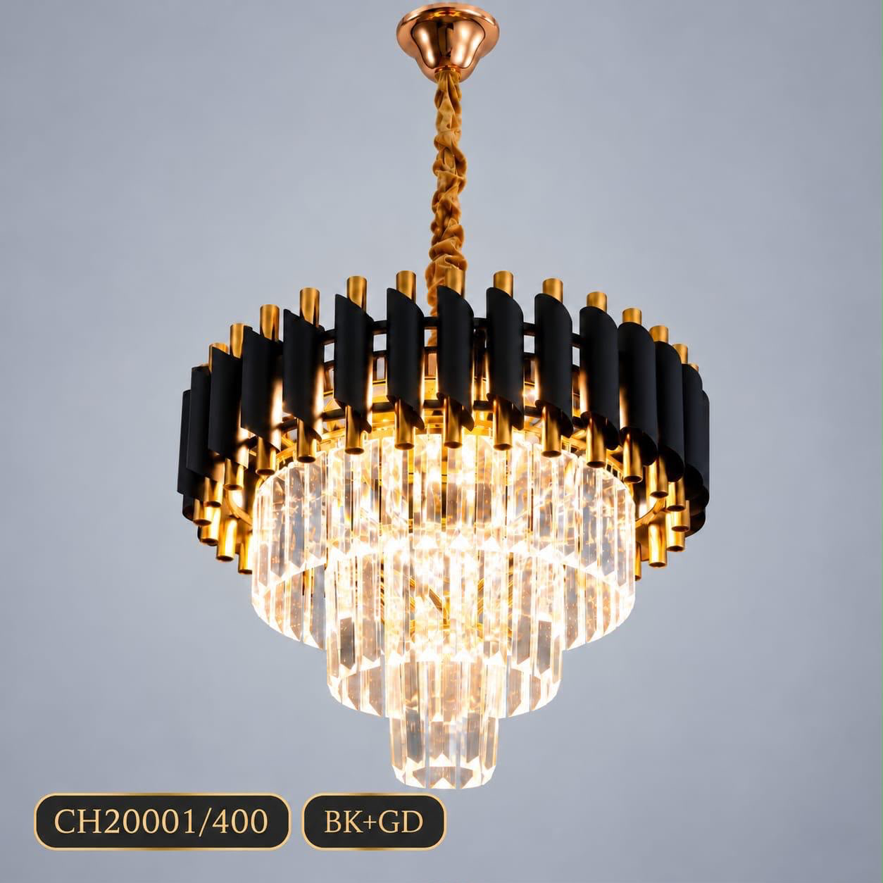 CH20001/400 Black & Gold Crystal Chandelier